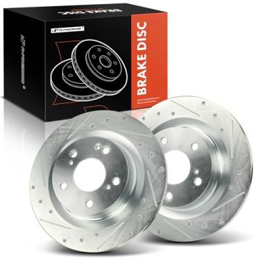 Imagem de A-Premium Rotores de freio a disco traseiro perfurados e ranhurados de 12,01 polegadas (305,00 mm) compatíveis com modelos selecionados Honda - Civic 2017 2018 2019 2020 2023, conjunto de 2 peças