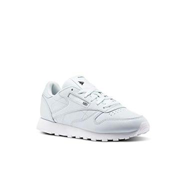 Imagem de Reebok Tênis de couro clássico feminino, Azul reflexivo/branco/preto, 6.5