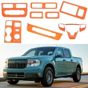 Imagem de Lcojicep Kit completo de acabamento interno de 8 peças compatível com Ford Maverick 2022-2025 Painel de engrenagem de controle central painel de controle de ar condicionado painel de navegação