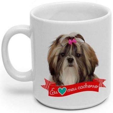 Imagem de Caneca Porcelana Eu amo meu Cachorro Shih-Tzu 270ml