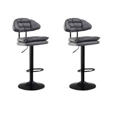 Imagem de Lzyjckh Conjunto de 2 bancos de bar giratórios, estofados ajustáveis Cadeiras de ilha com altura de bar sem braços com encosto e apoio para os pés para cozinha doméstica,Dark gray