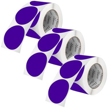 Imagem de Perco Etiquetas adesivas redondas roxas de 7,5 cm - Pacote com vários rolos (3 rolos, 500 etiquetas cada) - Adesivo permanente, cores vibrantes, fixação forte - perfurado para uso fácil - Feito nos