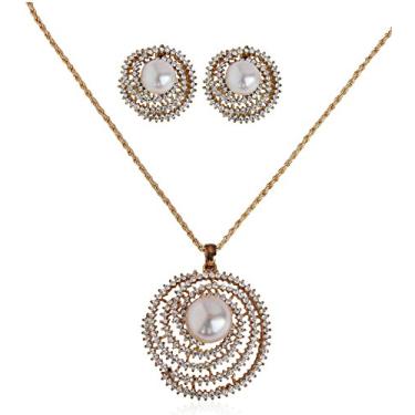 Imagem de Touchstone Bollywood indiano dourado belo conjunto de pingentes para mulheres de malha e corte para trabalho