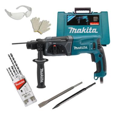 Imagem de Martelete Combinad Perf Makita Hr2470 800W + Brocas E Óculos