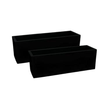 Imagem de Kit 2 Vasos Para Plantas Cachepot Polietileno Floreira 67cm Jardineira Flat Decoração (Preto Fosco)