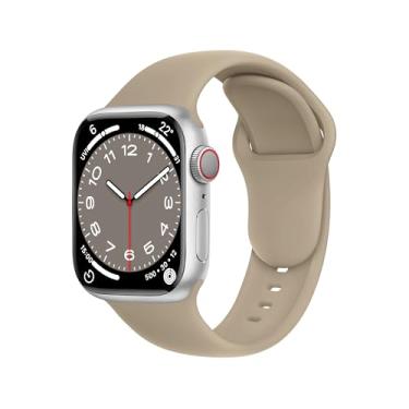 Imagem de DONEGANI Pulseira esportiva feminina C1D Ultra 2 de 49 mm, série 10 de 46 mm, 9 8 7 45 mm e 41 mm, SE 6, 5, 4, 44 mm e 40 mm, 3 2 1 42 mm e 38 mm para homens iWatch, pulseira de silicone travertino