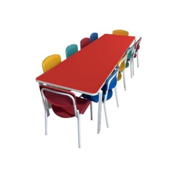 Imagem de Conjunto Refeitório Infantil Vermelho c/ 10 Cadeiras Pp - SchoolCenter