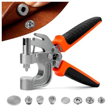 Imagem de Sopnom Kit De Ferramentas Para Fecho Pressão Couro - Botões Com 40 Conjuntos Prata 15 Mm Alicate Furador E Prensa Artesanato Em Couro, Reparo Jaquetas Bolsas Design Ergonômico Projetos Diy Seguros F