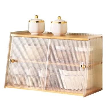 Imagem de YYW Aparador de cozinha pequeno, armário de balcão com janela de acrílico transparente, utensílios de cozinha de grande capacidade e armazenamento de temperos, adequado para bancadas de cozinha