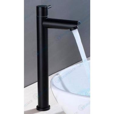 Imagem de Torneira De Mesa Bancada Preta Bica Alta P/ Banheiro Cuba Pias Lavatór