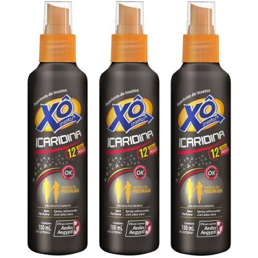 Imagem de Kit 3x Xô inseto icaridina repelente de insetos uso adulto e infantil spray 100ml sem perfume