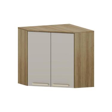 Imagem de Armário Aéreo Canto Diagonoal 2 Portas Isis Luciane Móveis, Avelã/Mocc
