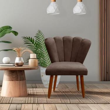 Imagem de Poltrona Cadeira Pétala Penteadeira - Dritex, Veludo Marrom