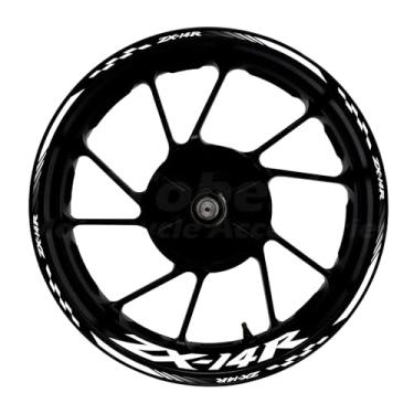 Imagem de Awonderful Kit de listras refletivas para motocicleta, adesivos de aro de roda de vinil compatíveis com Kawasaki ZX-14R 2006-2021 (branco)
