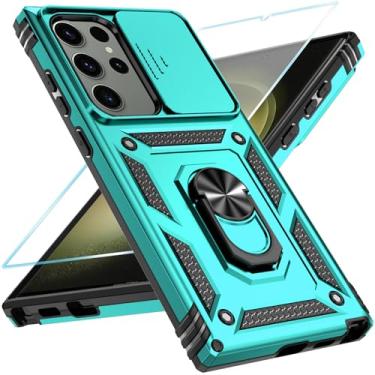 Imagem de SunStory Capa de celular para Samsung Galaxy S23 Ultra com protetor de tela HD e capa de câmera deslizante e suporte de anel girado, [grau militar] [2 em 1] capa de telefone para Galaxy S23 Ultra 6,8