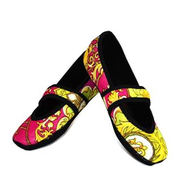 Imagem de Nufoot Pantufas femininas Betsy Lou, dobráveis, rasteiras flexíveis, chinelos de viagem, sapatos de exercícios, sapatos de dança, meias de ioga, sapatos de casa, sapatos de interior, rosa barroco, GG