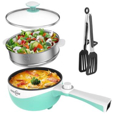 Imagem de Panela Elétrica Mini Audecook Hot Pot - 1,7L, Frigideira Portátil Antiaderente, Potência Ajustável, Cozimento Rápido de Macarrão em Viagens