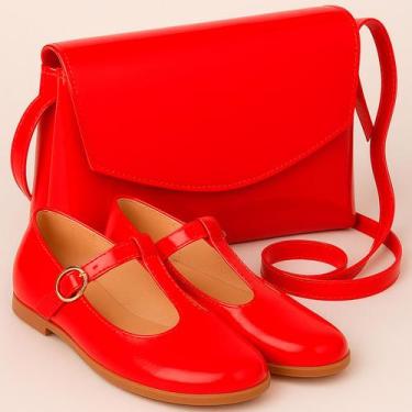 Imagem de Kit Sapatilha Feminina Mary Jane Menina e Bolsa Lateral Social Festa -