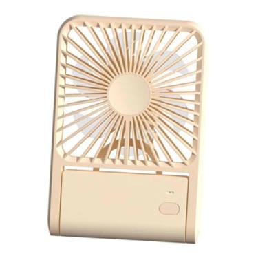 Imagem de WeiLaiKeQi Ventilador de mesa pequeno, ventilador pessoal, silencioso, 3 velocidades, ajustável, recarregável, resfriamento para viagens, escritório, quarto, Amarelo