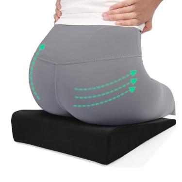 Imagem de BUYUE Almofada de cunha para mulheres que levantam bumbum, espuma vinílica acetinada rígida para levantamento de quadril e treinamento físico, almofadas antiderrapantes para cadeiras de mesa, assentos