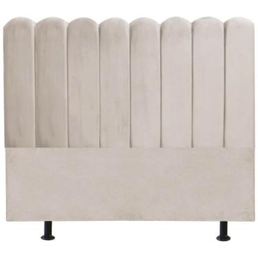 Imagem de Cabeceira Nuvem Cama Box Queen 160 Cm Alanis Veludo Bege