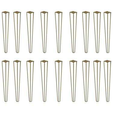 Imagem de Kit 18 Pés De Metal 60 Cm Hairpin Legs Mesa De Canto Aparador Dourado G41