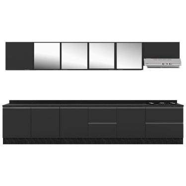 Imagem de Cozinha Completa Bartira Línea Com 11 Portas 8 Gavetas 6 Prateleiras E Bancada Gourmet Grafite