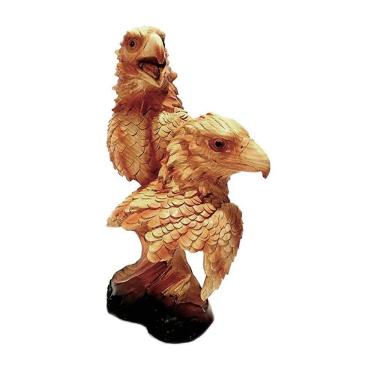 Imagem de Decoração Escultura Cabeças De águia Estátua Em Resina 23cm