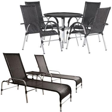 Imagem de 4 Cadeiras E Mesa, 2 Espreguiçadeiras E Mesa Trama Original Tabaco