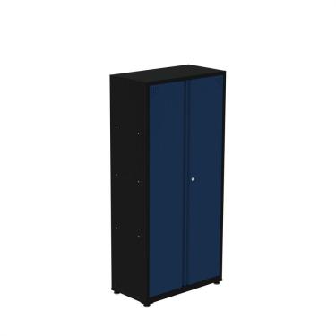 Imagem de Armário De Aço 2 Portas 3 Prateleiras Ap408sl Preto/azul Delrei