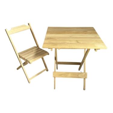 Imagem de Mesa Dobrável Eucalipto Com 4 Cadeiras