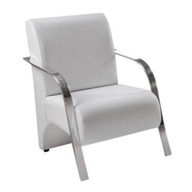 Imagem de Poltrona Decorativa 1 Lugar Vênus Braço Pé Alumínio Confortável Para Sala Tv Espera D Salla Tecido Sintético