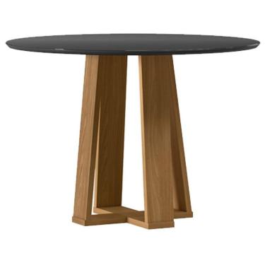 Imagem de Mesa De Jantar 100x100 Cm Isabela Com Vidro Ype Preto - New Ceval