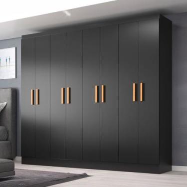 Imagem de Guarda-Roupa Casal Paris 8 Portas Black - Evidencia Móveis, Preto, Mod