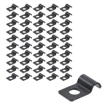 Imagem de Crapyt 50 braçadeiras de arame galvanizadas de um furo, braçadeira de suporte em U com parafusos, conduíte de clipe rígido resistente resistente sem afiação, clipes de fio de cabo para montagem na