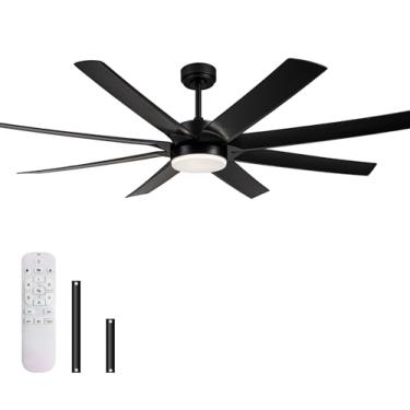 Imagem de OUPAVOCS Ventilador De Teto 72" Com Controle Remoto Luzes, Motor Cc Reversível Grande E Led 3 Circuitos, Lustre Preto Para Sala Estar