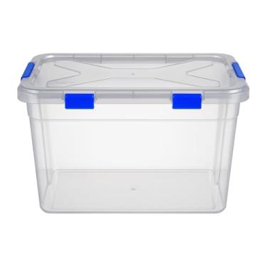 Imagem de Caixa Organizadora Multiuso 56L Plástica Transparente Com Tampa Trava Segurança Resistente