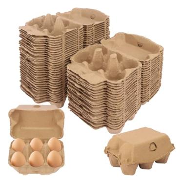 Imagem de IHDYPPEW Pacote Com 50 Cestas Para Ovos, Meia Dúzia De Caixas, Suporte Papel 6 Ovos Cada, Armazenamento, Transporte E Exibição Seguros - Ideal Farm Fresh Eggs, Crafts (Tamanho Padrão)