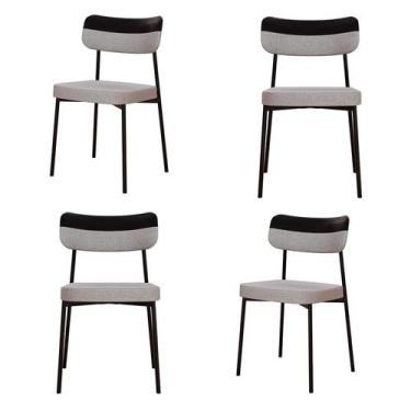 Imagem de Conjunto com 4 Cadeiras Mona Polipropileno Preto e Cinza Claro - Moder