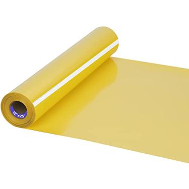 Imagem de HTVVETUR Htv Vinil Termocolante De 30 Cm Por 7,6 M Para Transferência Térmica Em Rolos Camisetas, Máquina Corte Universal - Design Fácil Cortar E Remover Ervas Daninhas (7,6 M, Amarelo)