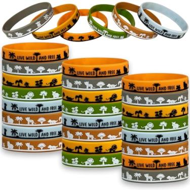 Imagem de ParsNuntio Pacote Com 24 Pulseiras De Silicone Tema Safári Na Selva, Suprimentos Para Festas, Animais, Borracha Crianças, Zoológico, Aniversário, Lembrancinhas, Prêmios, Presentes, Chá Bebê Selvagem