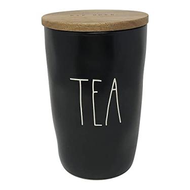 Imagem de Rae Dunn Vasilha De Cerâmica Para Cozinha Com Tampa Madeira (Chá, Preto, 6,5 L, 4,25 X Pol.)