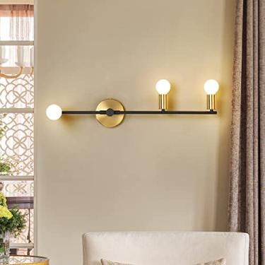 Imagem de Yenigy Arandelas De Parede Para Quarto, 3 Luzes, Iluminação Vintage, Luzes Montagem Modernas, Luminária Corredor Varanda, Sala Estar, Espelho Banheiro (Base E26) (Dourado)