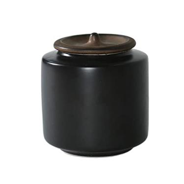 Imagem de Lata de chá Recipientes de armazenamento de chá de cerâmica fosca Frasco de armazenamento de alimentos para cozinha, vasilha de café com tampa, pote de biscoitos doces para armazenamento de chá a gran