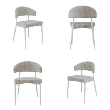 Imagem de 4 Unidades Cadeira Bless Fixa C/4 Pés 53 X 55 X 78cm Pés Brancos. Lautrec Off White Lautrec Off White