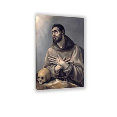 Imagem de SDYJ6GSW Impressão de pintura famosa arte de parede São Francisco de Assis arte em tela pintura a óleo pôster imagem pano de fundo decoração de parede decoração de casa 95 x 60 cm (37 x 24 polegadas