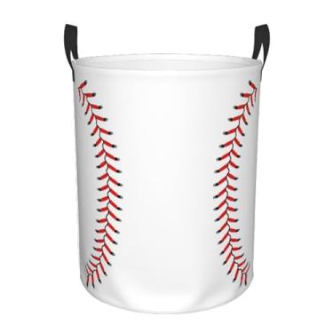 Imagem de Cesta de roupa suja de beisebol, cesto de roupa suja de softball, para quarto, banheiro, faculdade, dormitório, berçário, organizador de brinquedos, cesta de armazenamento redonda para presentes