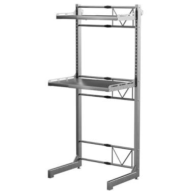 Imagem de Ipotive Rack de armazenamento sobre lavadora e secadora de aço carbono, elevador de organização e armazenamento de lavanderia de 2 níveis, acima do suporte de vaso sanitário, (36 cm a 65 cm) L x 40 cm