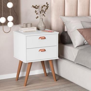 Imagem de Mesa Apoio 2 Gavetas Mendoza Branco