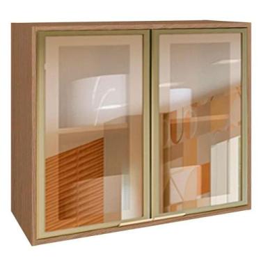 Imagem de Armario Aereo Cozinha 2 Portas de Abrir 1 Prateleira 80cm Vitória Carv